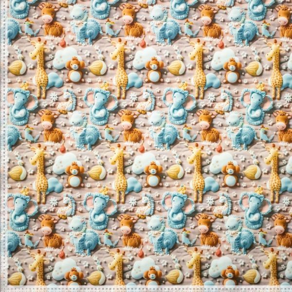 3D Animal Fun Giraffe Elefant – knuffiger Baumwolljersey für kreative Kinderoutfits