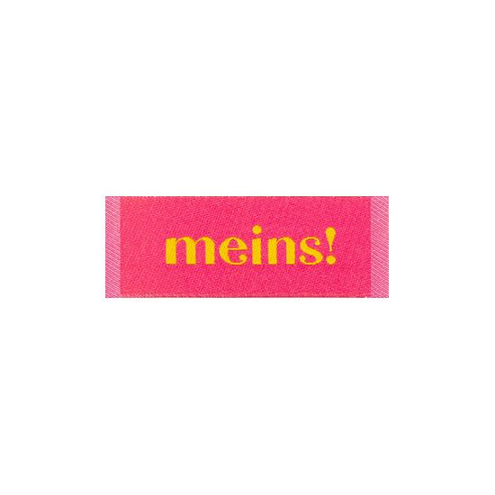 Webetikett - meins - in pink gelb - cooler Aufnäher für deine genähten Werke 2x4cm