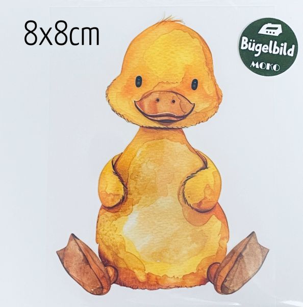 Bügelbild kleine Ente gelb 8x8cm