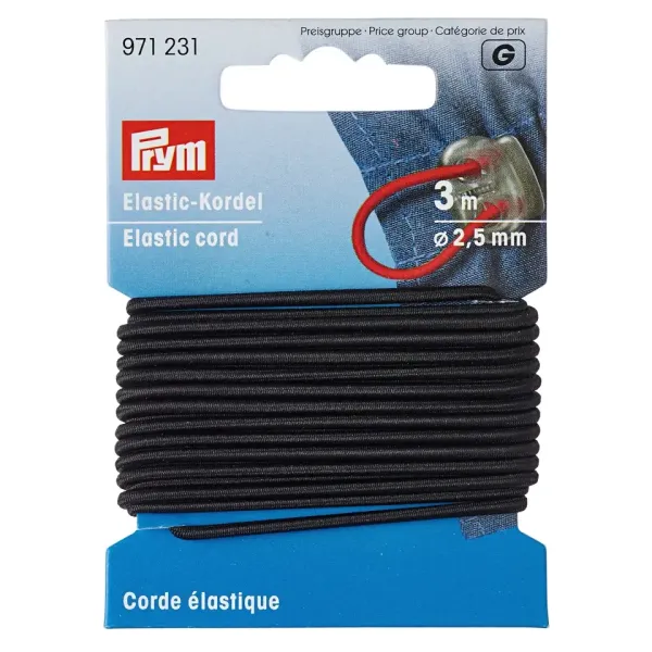 3m Elastische Kordel Ø2,5mm schwarz von Prym – Rundkordel Rundgummi Gummikordel Gummiband