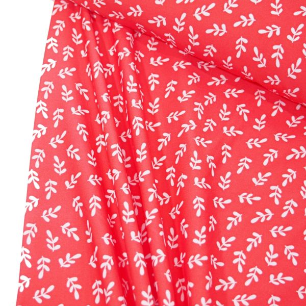 Badeanzugstoff Blätter Zweige lachs coral – Funktionsjersey für Sportbekleidung Lycra