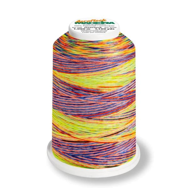 Aeroflock 100 Multicolor chameleon - 1000m Bauschgarn von Madeira neon bunt - Overlock Garn