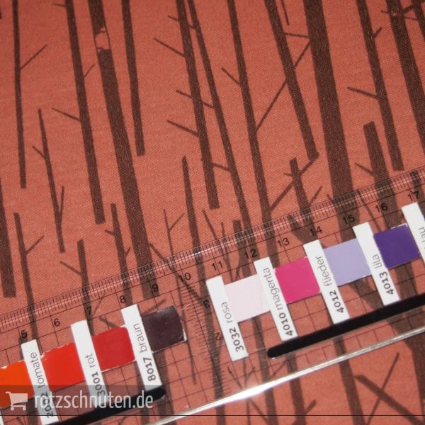 Bio Jersey BIRCH Perch Rose – Bäume Wald rost rotbraun - Charley Harper Western Birds Interlock