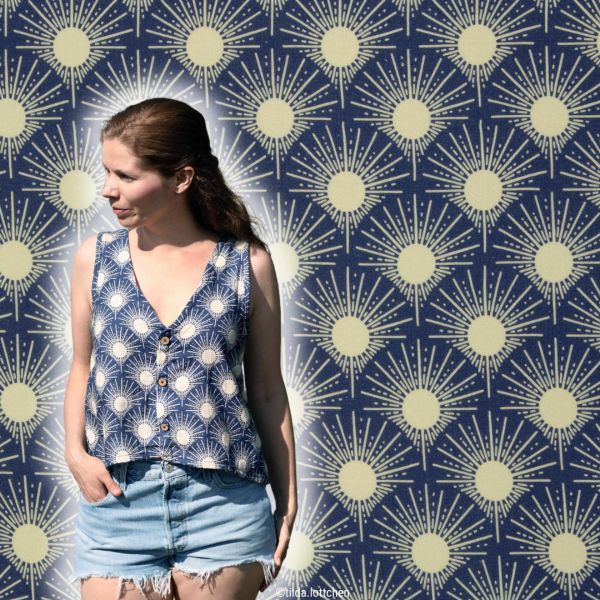 Double Slub Musselin Sonne blau – Double Gauze Käselotti Bright by Swafing