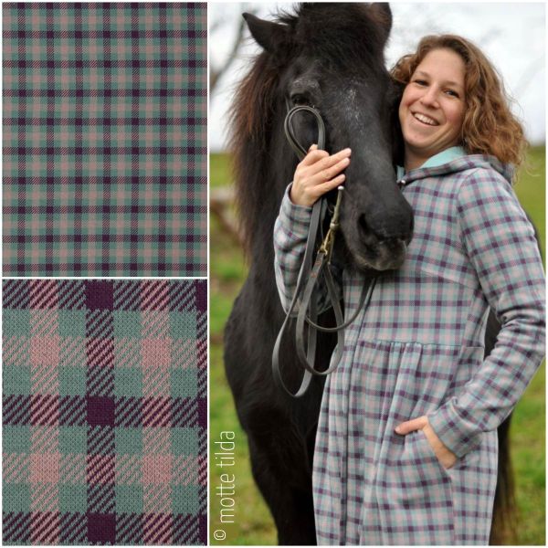 Strick Jacquard mit Karomuster in flieder mint - Design Plaid by Käselotti von Swafing
