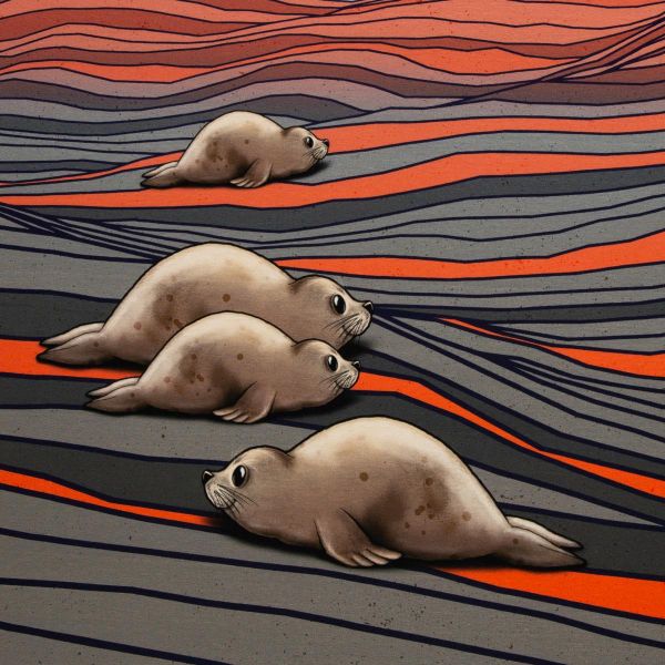 Jersey Robben Dünen beige grau - Salty Soul by Thorsten Berger - 80cm Panel