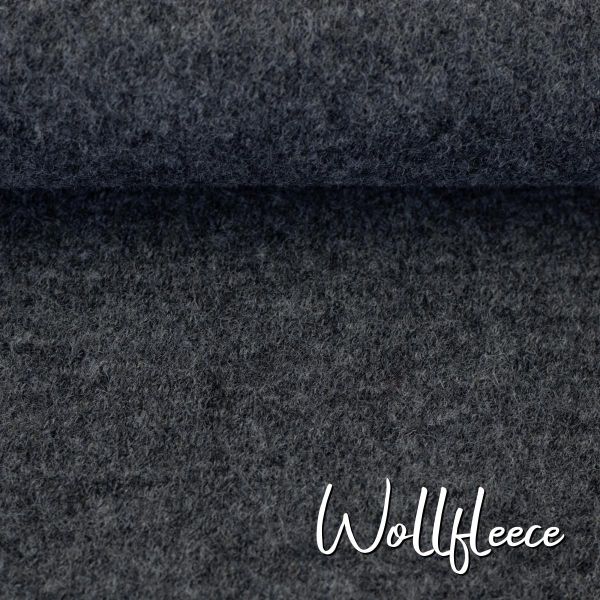 Wollfleece dunkelgrau meliert aus 100% Schurwolle - hochwertiger Wollstoff Nena von Swafing