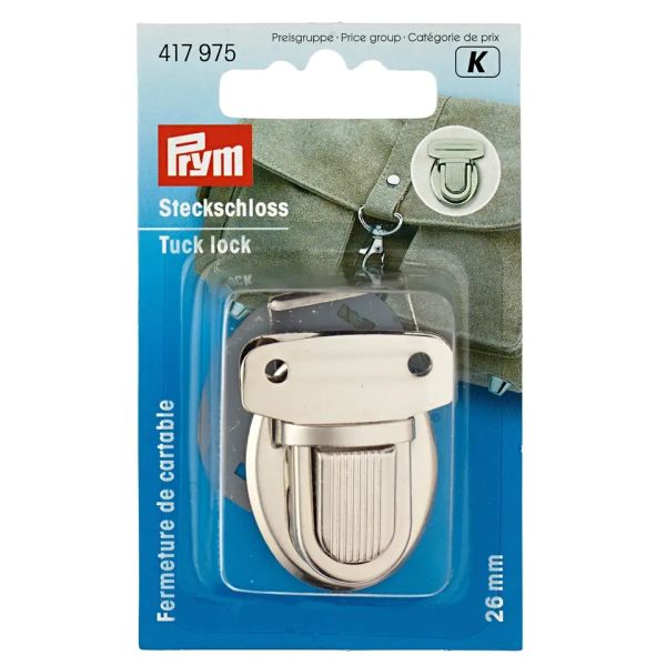 Prym Retro Steckschloss silber 26mm für Taschen und Rucksäcke