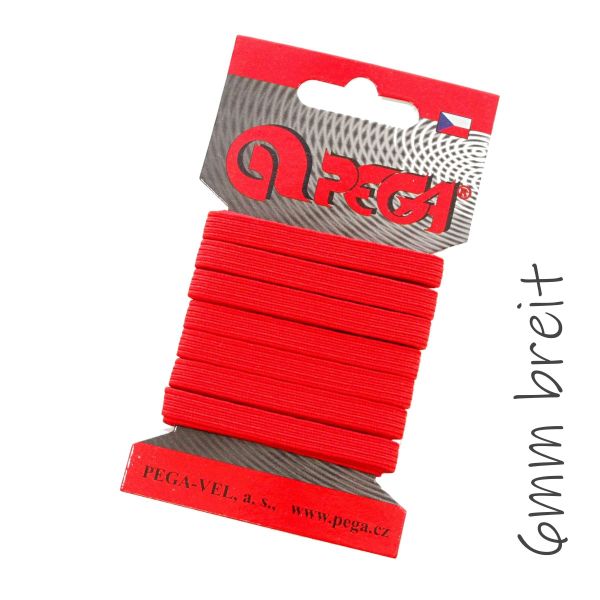 5m schmales Gummiband rot - 6mm breit