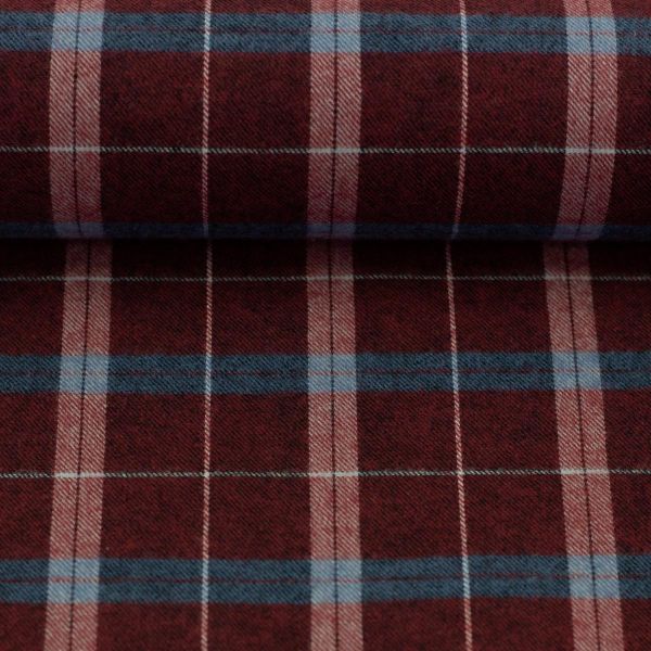 Flanellstoff Maverick kariert bordeaux rot blau – aus reiner Baumwolle von Swafing