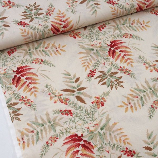 Baumwolle Farn Zweige Gräser beige bunt - Seamstress Fern 9768L