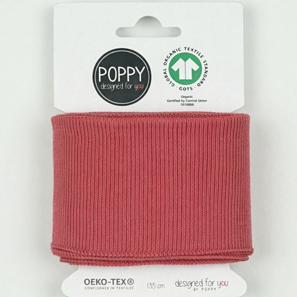 Cuffs Bündchen uni koralle für Hoodie & Co - 7cm hoch 135cm lang