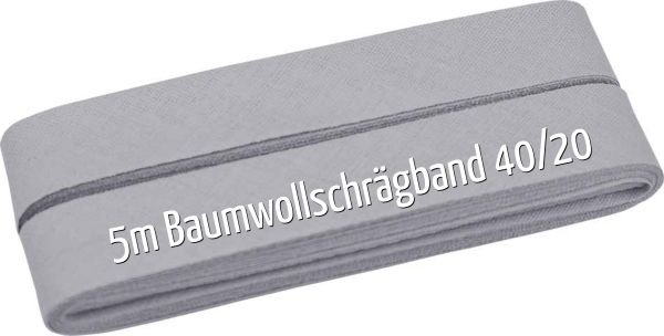 5m Schrägband aus Baumwolle silbergrau - Baumwollschrägband 40/20/10