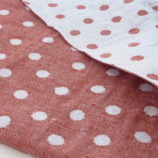 Baumwolle Musselin Jacquard Punkte rost rot weiß – Doubleface Dots rust