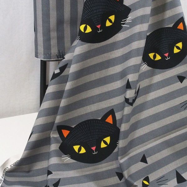 Baumwolle Streifen Katze Kürbis Halloween - hide-n-go-kitty by AHF