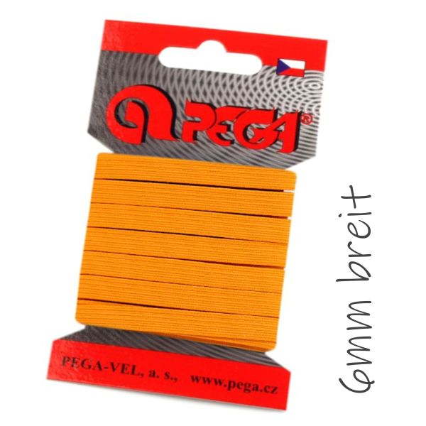 5m schmales Gummiband orange braun - 6mm breit