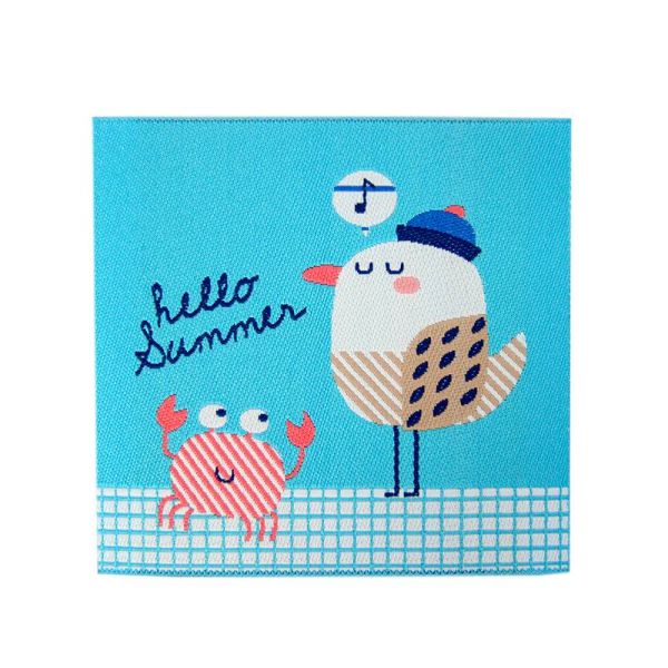 Bügelbild Möwe Krebs Hello Summer - Applikation zum Aufbügeln