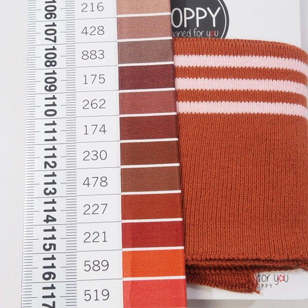 Cuffs Bündchen rostbraun rosa geringelt für Hoodie & Co - 135cm lang von POPPY