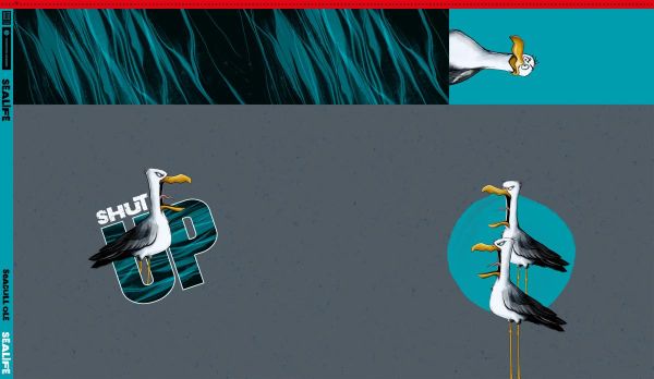 Dekostoff Möwe Ole "Shut up!" von Thorsten Berger - für Kissen Taschen 90x140cm