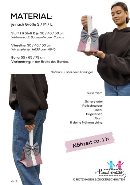 Schnittmuster Gift Bags in 3 Größen – Nähanleitung für Anfänger + Schleifen Special