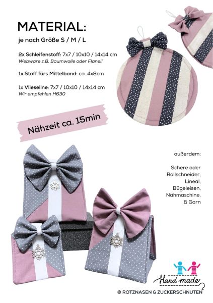 Schnittmuster Gift Bags in 3 Größen – Nähanleitung für Anfänger + Schleifen Special