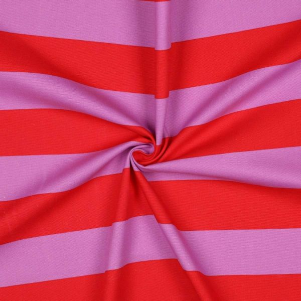 Baumwolle Canvas breite Streifen rot mauve – Dekostoff für Taschen & Kissen Blockstreifen