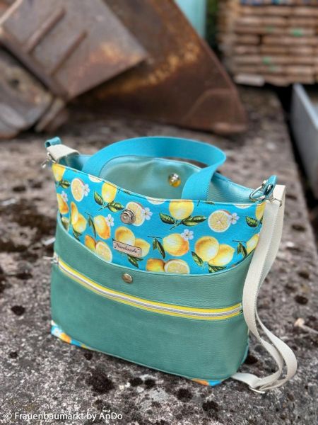 Dekostoff mit Zitronen gelb türkis - Baumwolle Canvas Matteo von Swafing