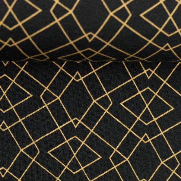 Jersey mit geometrischem Muster schwarz gold – Serie Klaas von Swafing