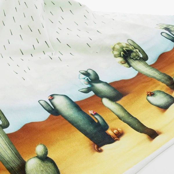 Baumwolljersey Kaktus & Chamäleon Bordüre – 35cm Rapport fortlaufend