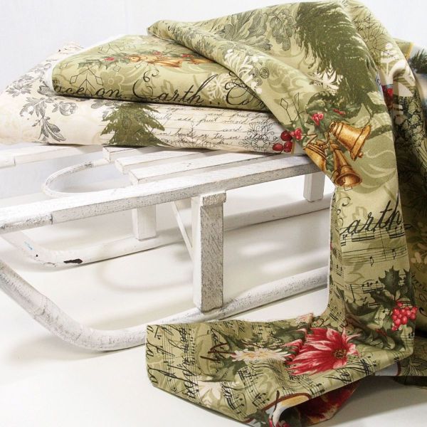 Baumwolle Retro Vintage Weihnachten beige - Marche de Noel