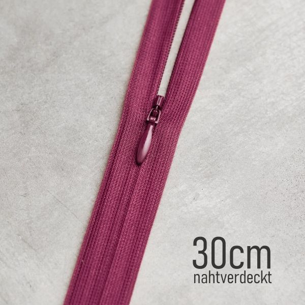 Nahtverdeckter Reißverschluss beere pink 30cm – meetMILK Punch YKK