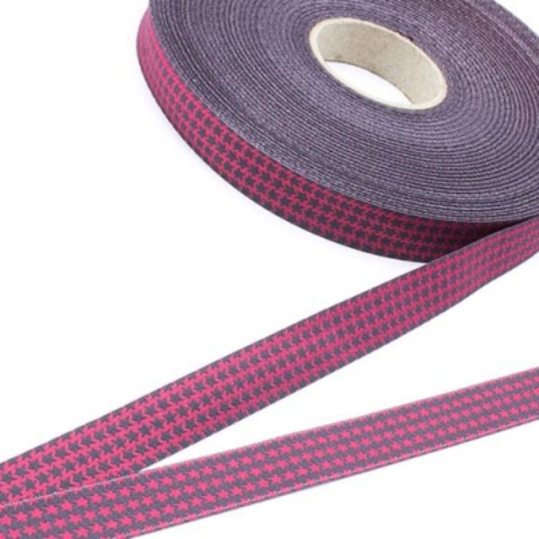 Webband Mini Staaars Sterne pink grau – 1,5cm breit von Farbenmix