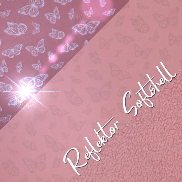 Softshell Schmetterlinge altrosa Reflektor Magic – reflektiert Licht im Dunkeln