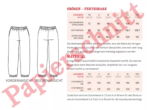 Schnittmuster FRAU JOJO • gerade Jogginghose von Studio Schnittreif • Gr. XS-XXL