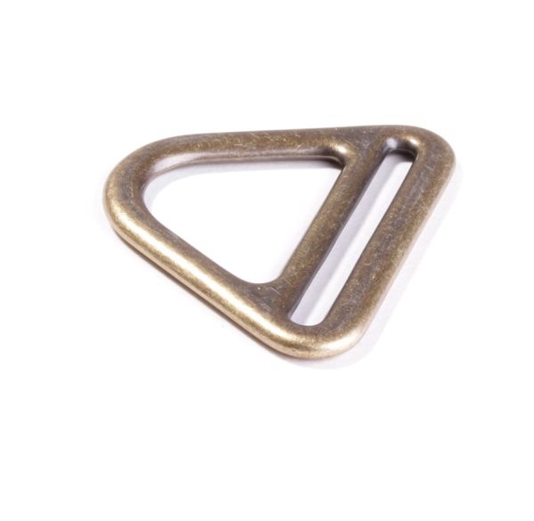 Triangel D Ring mit Steg 40mm altmessing – für Taschen & Gurtbänder 4cm breit