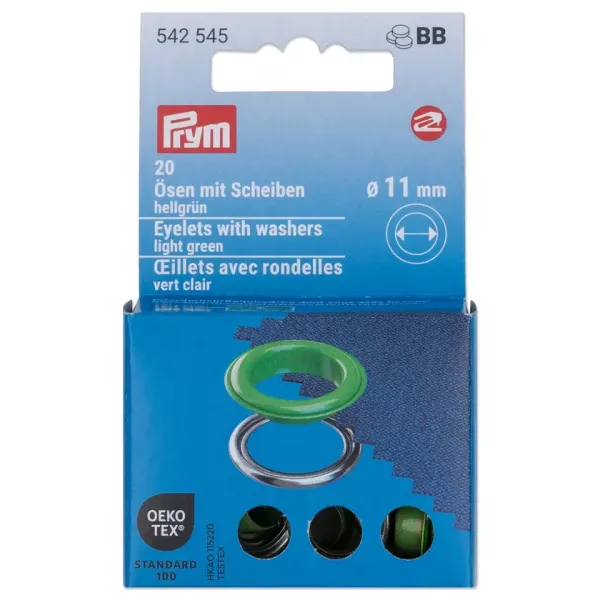 20 Ösen mit Scheiben 11mm lime grün - für das Prym Vario Creative Tool