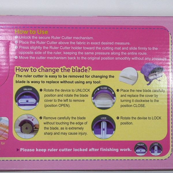 Rollschneider mit Lineal 62 x 12cm – Patchworklineal Sew Mate #DW-19019