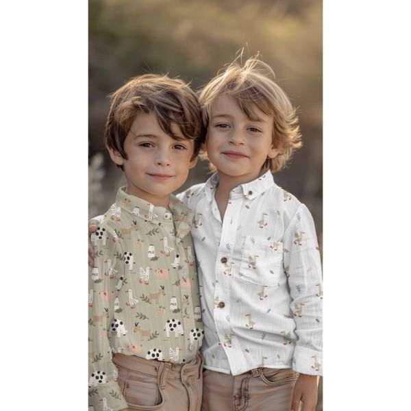 Bio Baumwolle Farm Animals - kleine Enten auf weißem Grund