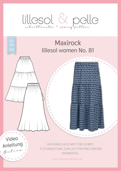 Schnittmuster Maxirock Stufenrock Damen Lillesol woman No.66 Gr. 34-58