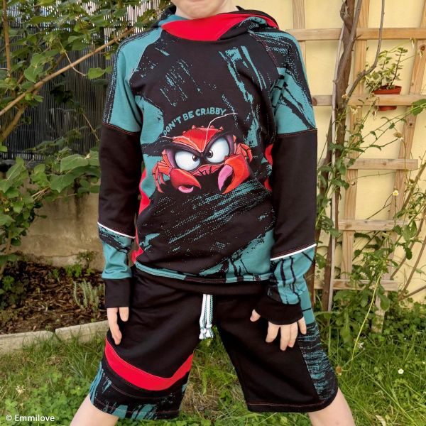 French Terry Eddie the Crab - Krabbe petrol - Salty Soul by Thorsten Berger - 85cm Panel