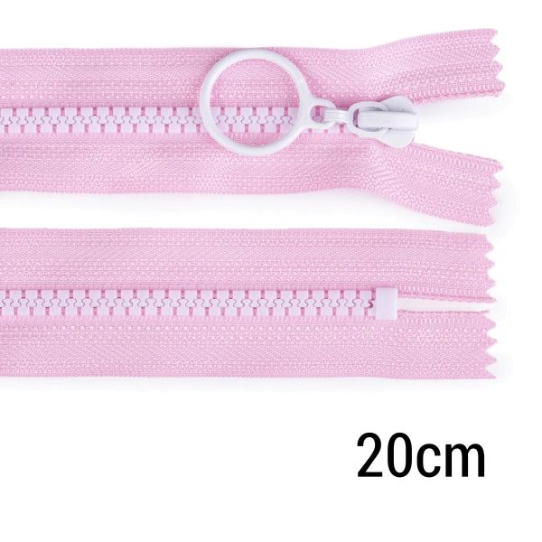 Reißverschluss Profil 20cm lang nicht teilbar für Taschen & Mäppchen rosa weiß