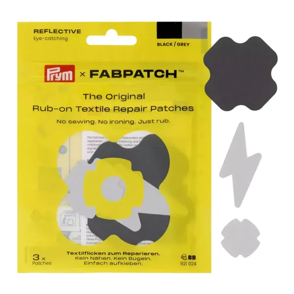 Prym x FabPatch Reflective Reparaturflicken schwarz/grau 3 Stück