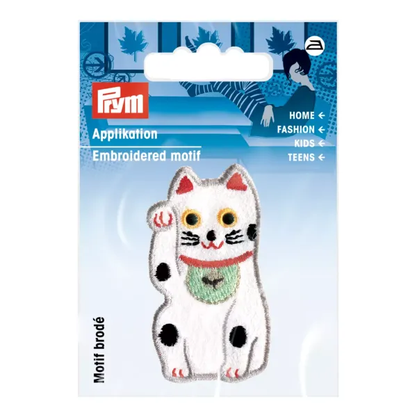 Bügelbild Winkekatze – Applikation 55 × 30 mm