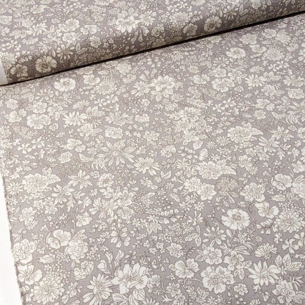 Baumwolle Blüten Blumen grau - Liberty Emily Belle clay