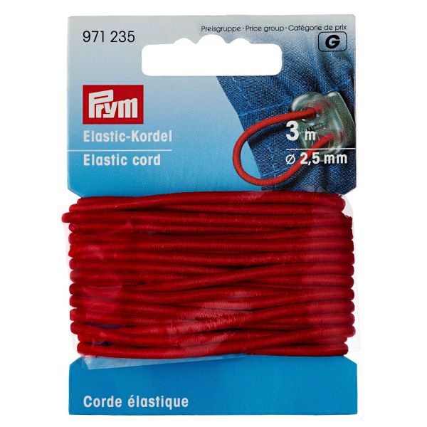 3m Elastische Kordel Ø2,5mm rot von Prym – Rundkordel Rundgummi Gummikordel