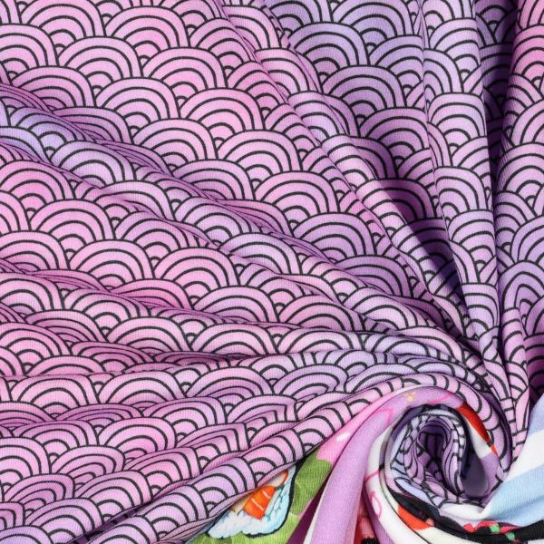 Jersey Wellen Mini Regenbögen flieder violett - Manga Kombi