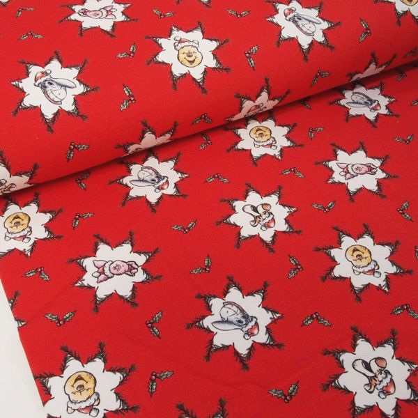 Soft Sweat Winnie Puuh Tigger Ferkel Weihnachten rot - angerauhter French Terry Sterne