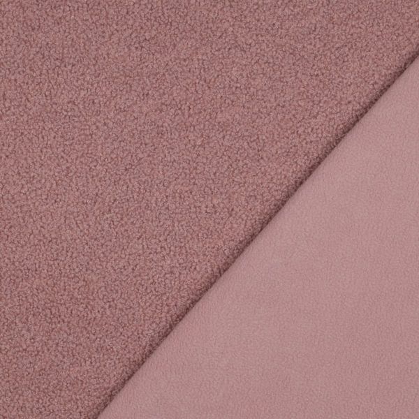 Teddy Bouclé Doubleface Fleece – Altrosa – kuscheliger Stoff in Lammfelloptik für Jacken & Westen