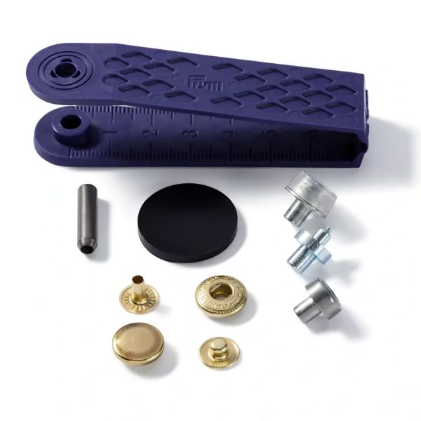 10 Anorak Druckknöpfe PRYM – 12mm gold mit Werkzeug