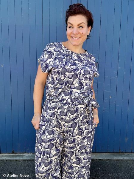 Viskose Webware tropische Früchte Print dunkelblau - Serie Fruit von Swafing